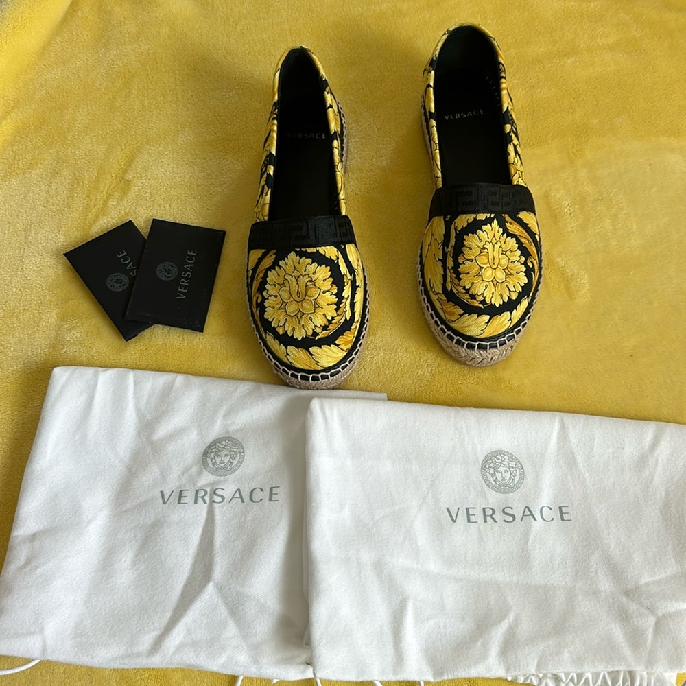 Authentic Versace espadrilles worn once.  Excellent condition size 37 1/2.